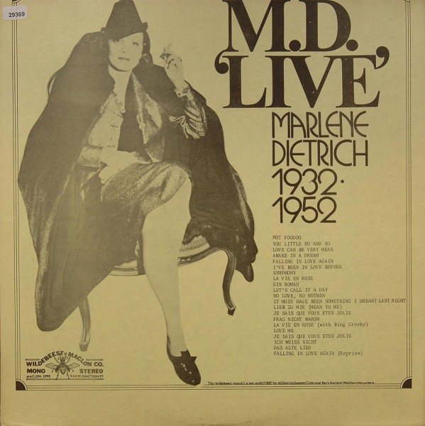Dietrich, Marlene: M.D. Live Vol.1