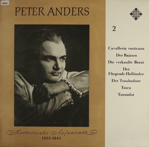 Anders, Peter: Historische Aufnahmen (1933-1943) Oper 2