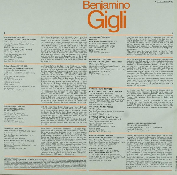 Beniamino Gigli: Arien Und Duette Aus Lucia Di Lammermoor - Die Perlenfis
