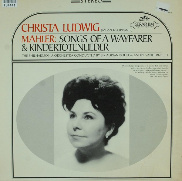Gustav Mahler / Christa Ludwig, Philharmonia: Songs Of A Wayfarer &amp; Kindertotenlieder