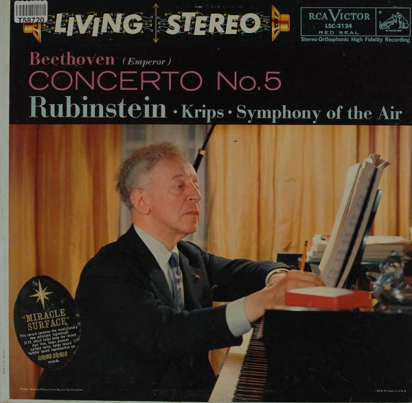 Ludwig Van Beethoven, Arthur Rubinstein, Josef Krips, Symphony Of The Air: Concerto No. 5, In E-Flat
