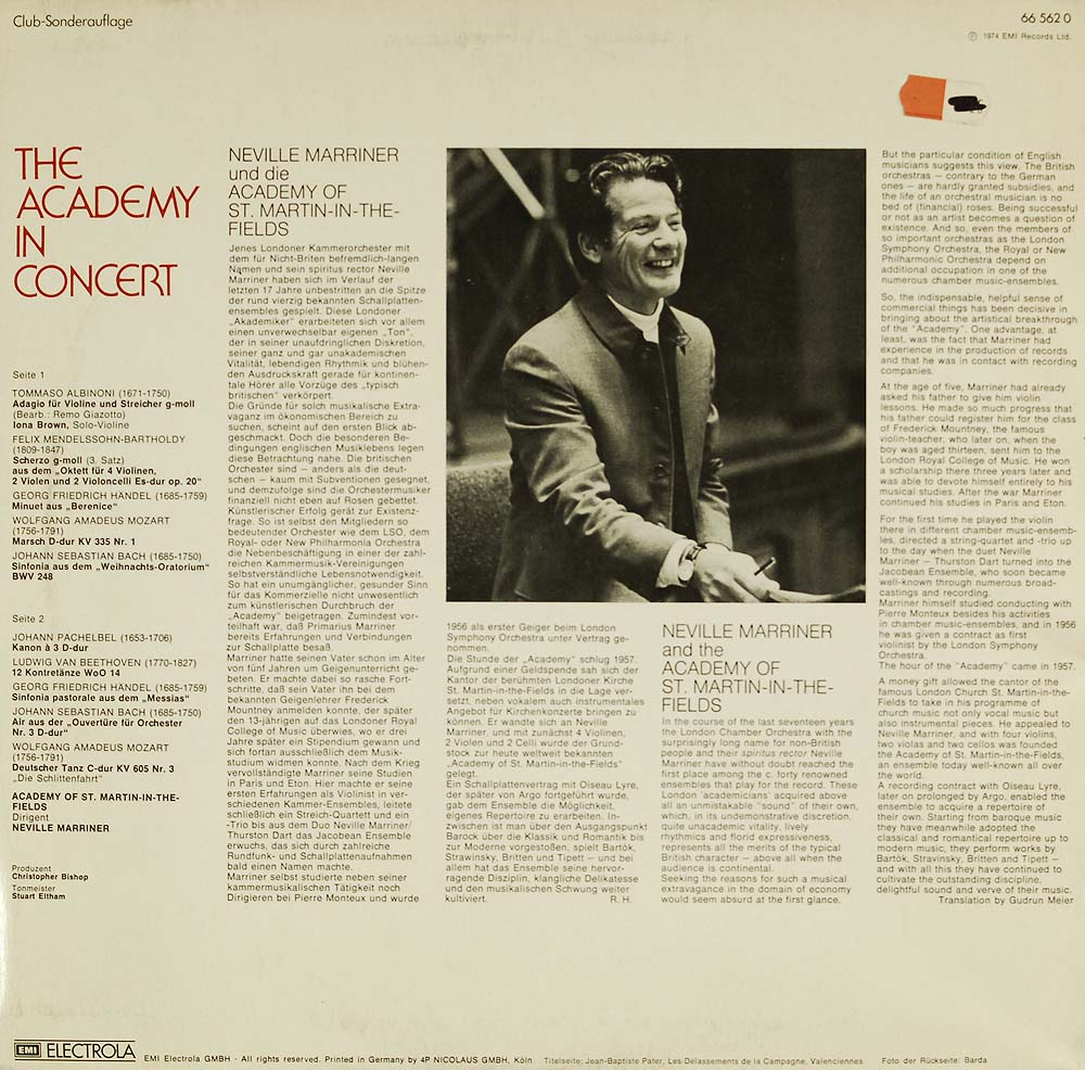 Sir Neville Marriner, The Academy Of St. Martin-in-the-Fields: The ...