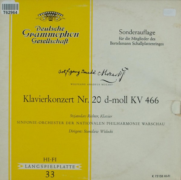 Wolfgang Amadeus Mozart, Sviatoslav Richter: Klavierkonzert Nr. 20 D-moll KV 466