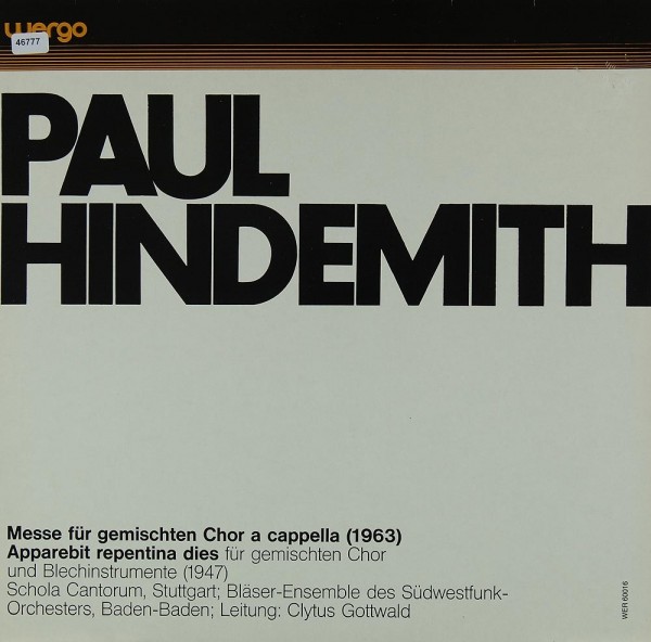 Hindemith: Messe (1963) / Apparebit repentina dies