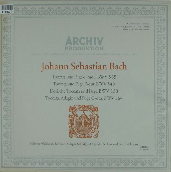 Johann Sebastian Bach - Helmut Walcha: Toccata Und Fuge D-Moll, BWV 565; Toccata Und Fuge F-Dur, BWV