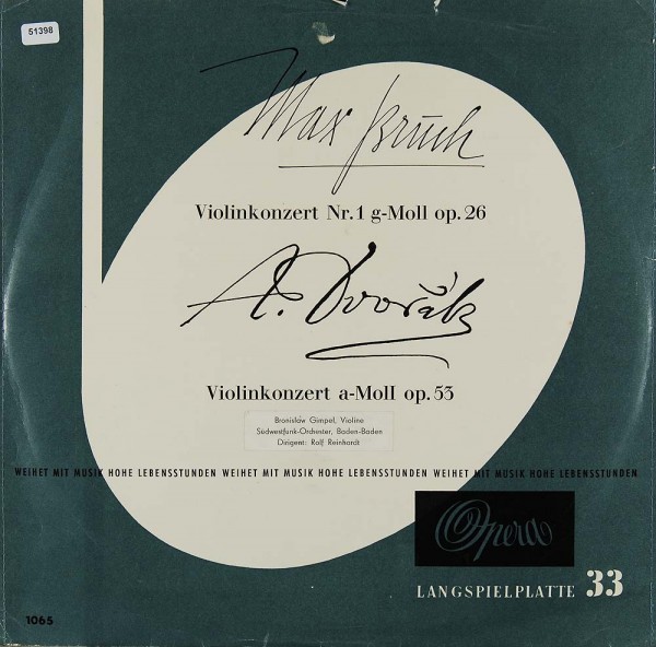 Bruch / Dvorák: Violinkonzerte: Nr. 1 g-moll / a-moll op. 53