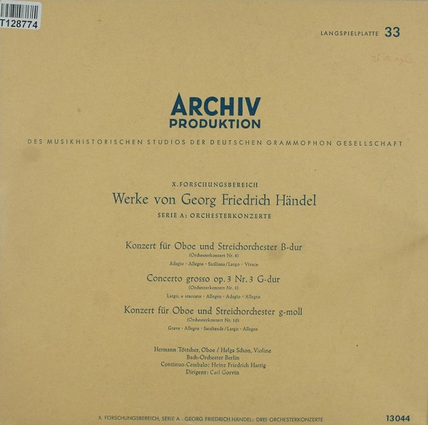 Georg Friedrich Händel: Drei Orchesterkonzerte