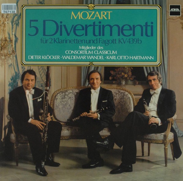 Wolfgang Amadeus Mozart: 5 Divertimenti Für 2 Klarinetten Und Fagott KV 439b