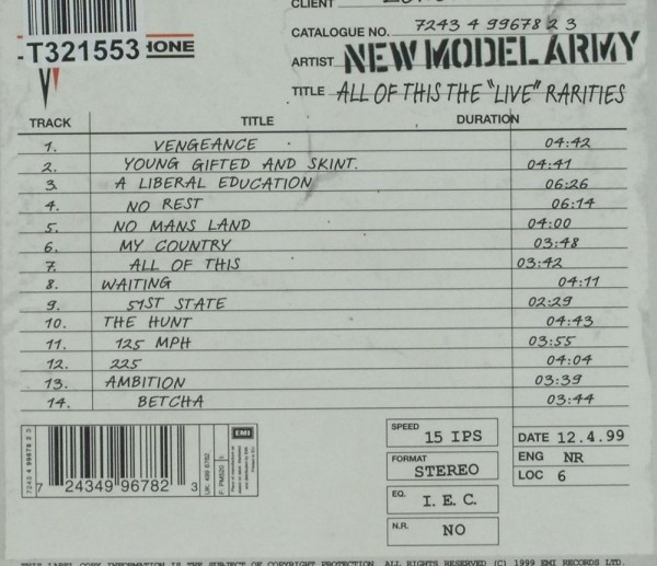 New Model Army: All Of This: The &quot;Live&quot; Rarities